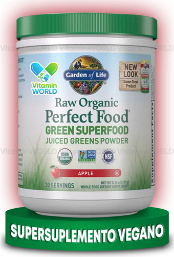 Garden Of Life Super Alimento Sabor Manzana 8.14 Oz (231 Gr)