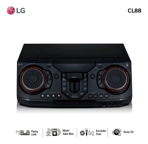 Minicomponente LG Xboom CL88 negro y rojo con bluetooth 2900W de potencia - 220V