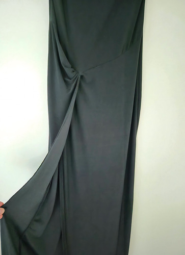 Vestido Pull & Bear Negro Largo Espalda Abierta Con Tajo