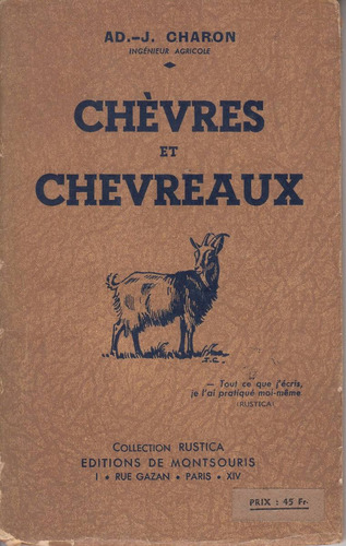 1942 Cria De Cabras Libro En Frances Por Charon Raro