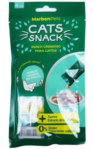 Cats Snack Tubito Cremoso Higado De Pollo 4x15g