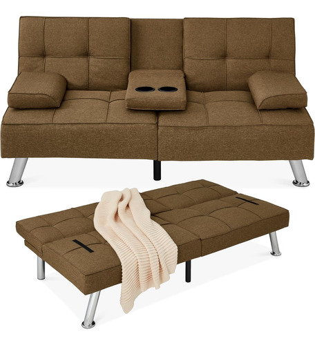 Sofa Cama C Reposa Brazos/portavasos Cafe Moderno Reclinable