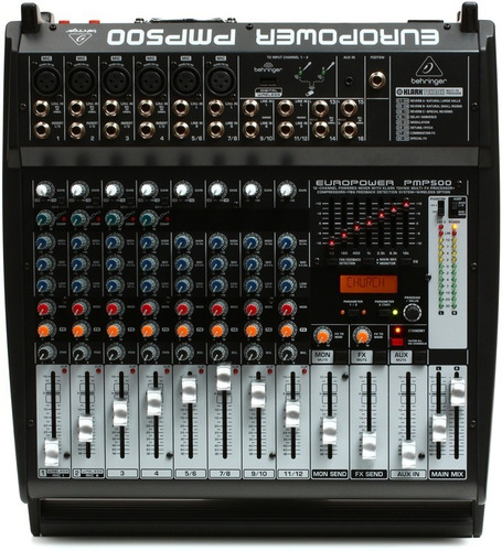Behringer Pmp500 Consola Potenciada 12 Canales Mixer 500w Fx
