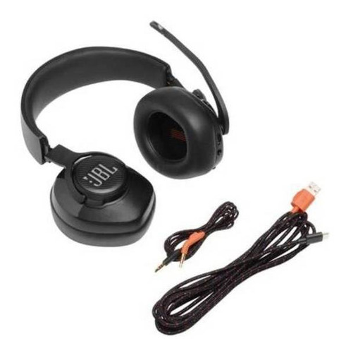 Auriculares Gamer Jbl Quantum 400 Rgb Dts 2.0 Negros Color Negro Color de la luz Naranja oscuro