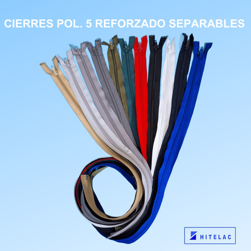 Cierres Desmontables 80cm Poliester 5mm X 100unid Blanco