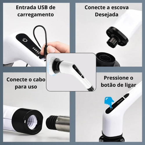 EPS-403 escova de limpeza elétrica multifuncional giratória recarregável 7 em 1
