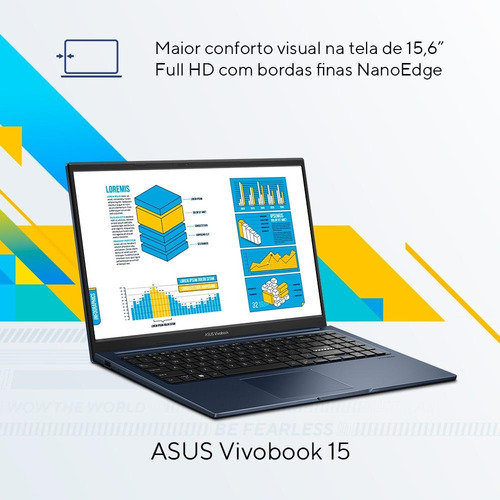Notebook ASUS Vivobook 15 X1504VA Intel Core i5 1334U 8Gb Ram 512Gb SSD Windows 11 Home Intel Iris Xe Tela 15,6" LED FHD Blue - NJ1743W