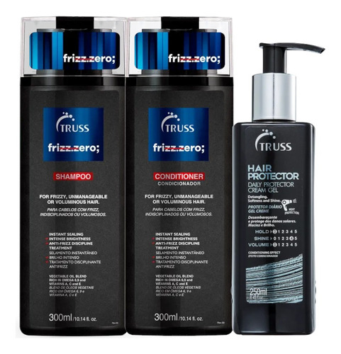 Frizz.zero Shampoo Condici 300ml +hair Protector 250ml Truss