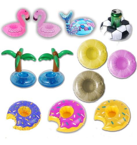 Imagen 7 de 8 de 12 Porta Vasos Surtidos Inflables Palmera Flamingo Donas