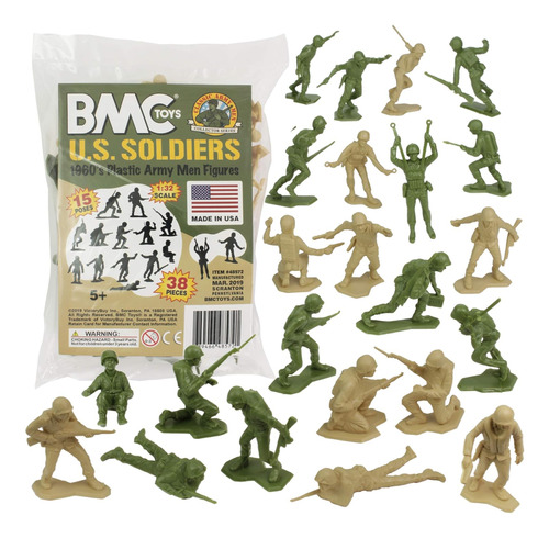 Bmc Marx Plastic Ejército Soldados De Ee. Uu. - Figuras De 3