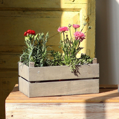 Maceta Rústica De Madera Para Verdes, Caja Decorativa