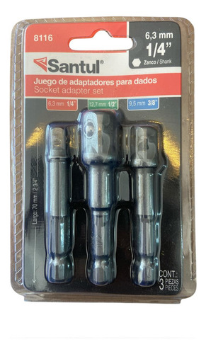 Juego De 3 Adaptadores Para Dados De 1/4, 3/8 Y 1/2