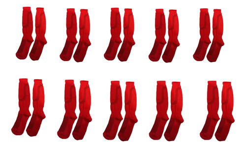 10 Piezas De Calceta De Futbol Para Niño Color Rojo Lisa