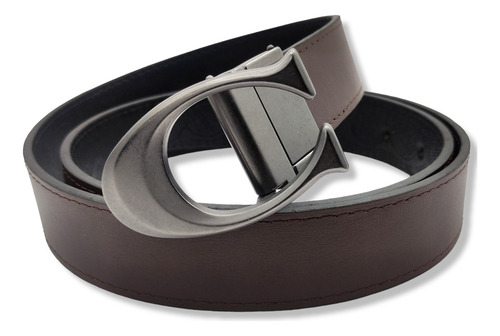 Cinturon Coach Doble Vista Reversible Hombre Mujer Unisex Color Troquelado Diseño De La Tela Hebilla C Talla M (115cm)