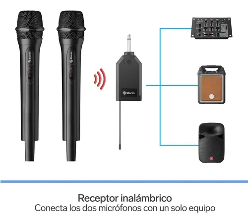 Sistema de 2 micrófonos inalámbricos VHF, de solapa y n