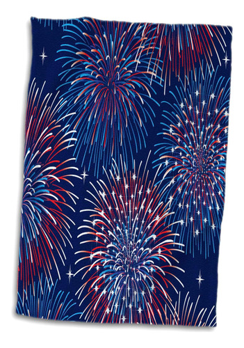 Toalla De Mano 3d Rose Bursting Red-white-and Blue Fireworks