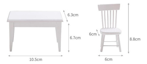 Conjunto De Mesa E Cadeira Floral Branco 1:12 Para Casa De