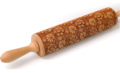 Stodola Rolling Pin Embossed With Monstrea Floral Pattern Fo