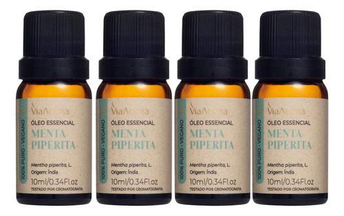 Kit 4 Óleo Essencial De Menta Piperita Via Aroma 10ml