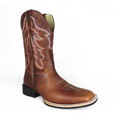 Bota Jacomo Masculina Bico Quadrado Country Marrom Fossil