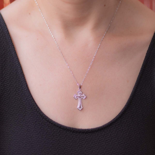 Imagen 3 de 8 de Joya Collar Plata 925 Cruz Religiosa Con Circones Unisex