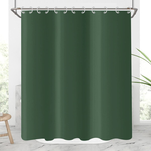 Crtpod Cortina Ducha Verde Solida Para Baño Hotel Lujo Tela