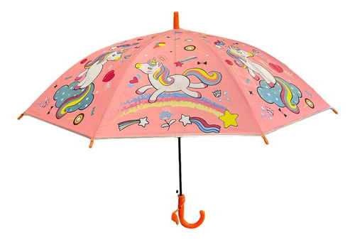Paraguas Infantil Diseño De Unicornio + Silbato De Seguridad