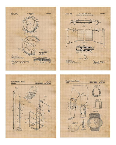 Impresiones De Patentes De Voleibol Vintage, 4 (8x10) F...
