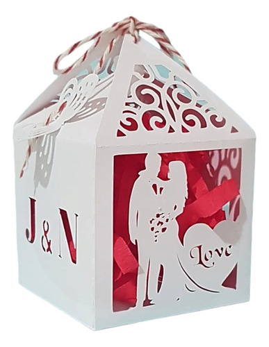 15 Cajas Caladas 10x16cm Boda Personalizadas