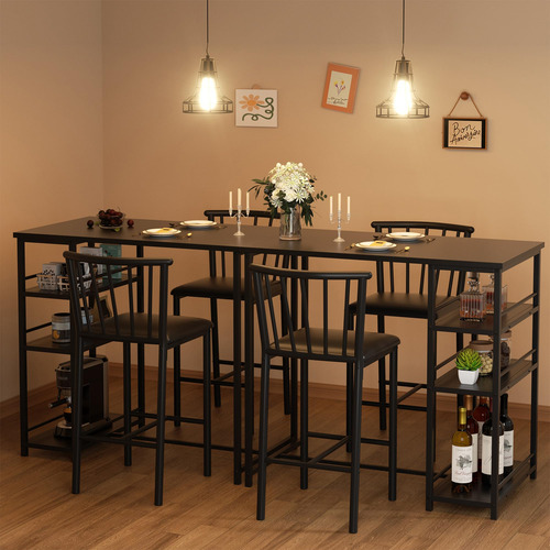 Juego De 2 Mesas Y Sillas De Bar Para Cocina Con 2 Taburetes