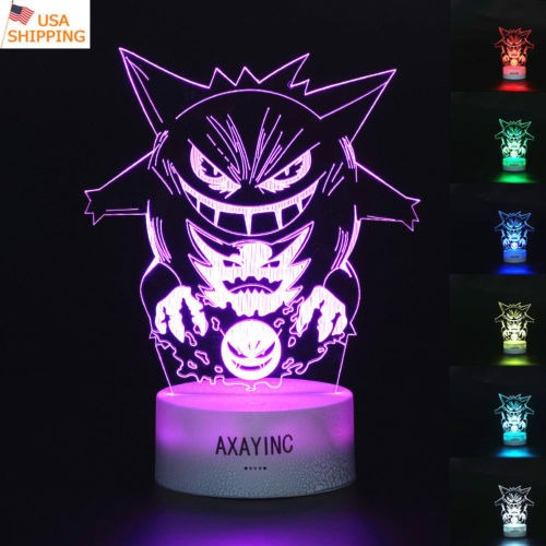 Go De Pokemon Gengar Mesa 3d Lámpara Led Noche Artesanias