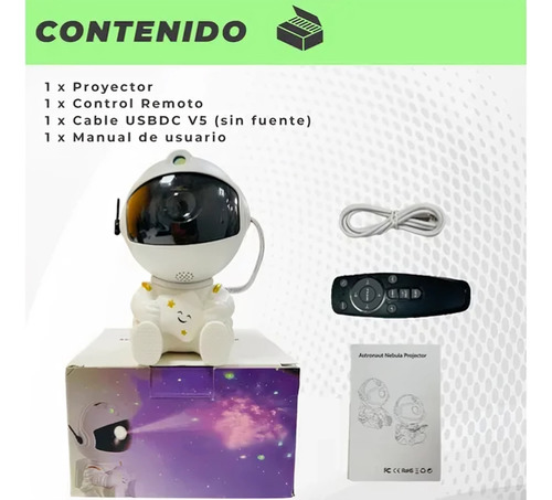 Mini Astronauta Proyector De Estrellas Nebulosa Galaxia Blanco Negro