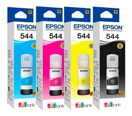 Imagen 5 de 8 de Tinta Epson 544 L3210 L3250 L3150 Kit 4 Colores Originales C