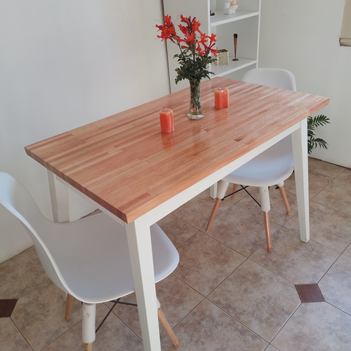 Mesa De Madera Estilo Nórdico Con Finguer Laquiada 