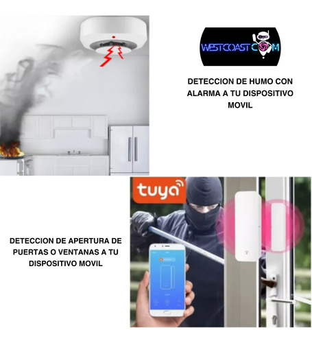 Kit De Seguridad Wifi Camaras Y Sensor Apertura Y Humo App Blanco