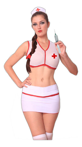 Disfraz De Enfermera Baby Doll Atrevido Sexy Erotico Mujer