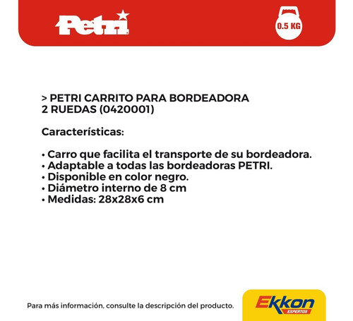 Imagen 2 de 7 de Carrito Para Bordeadora Petri 2 Ruedas 0420001