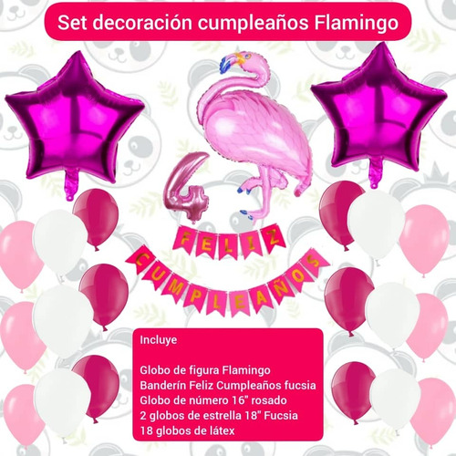 Combo Decoración Cumpleaños Globos Flamingo Flamenco 