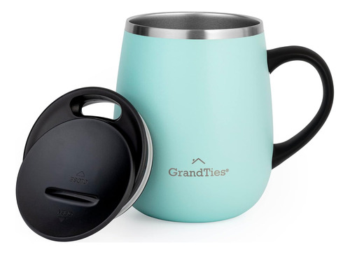 Grandties Insulated Coffee Mug With Handle - Sliding Lid ...