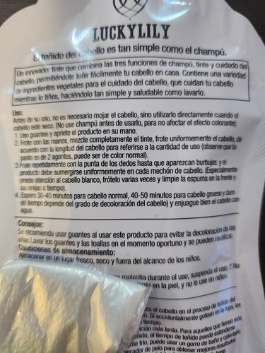 Shampoo En Sachet Con Tinte 2 En 1 Simple Aplicacion - 10ml