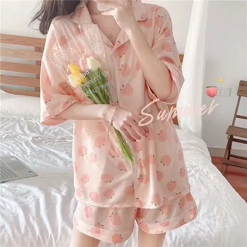 Pijama Para Mujer, Conjunto De Pijama De Seda Con Leche, Rop