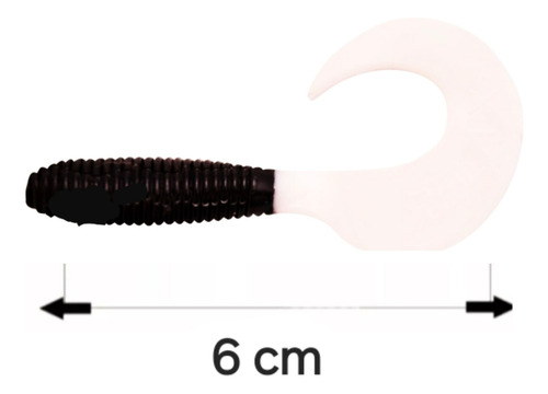 Señuelo Gusano De Silicona 6 Cm 6 Uds Elast 10x Red Fish Negro Con Blanco