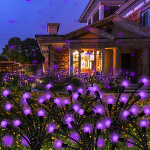Luces Solares De Jardin Al Aire Libre 20 Luces Led 2 Piezas Purpura