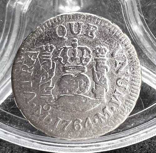 Moneda 1/2 Real Columnaria Plata Original 1764 Mexico Mo