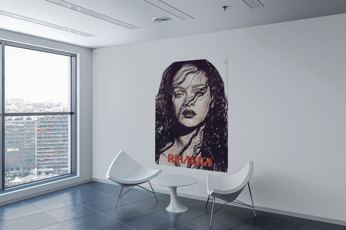 Mural Moderno Cuadro Rihanna Retrato Impactante