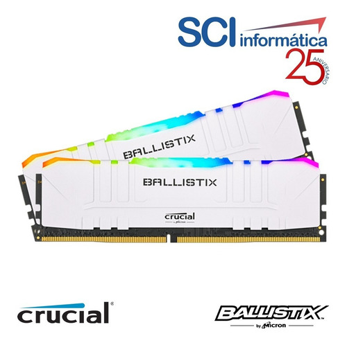 Memoria Crucial Ballistix 16gb 2x8 Blanca Rgb Ddr4 3600mz