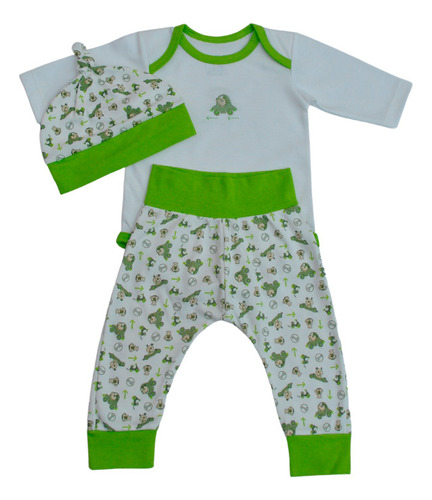 Conjunto 3 Piezas Algodón Dulcebb Estilo Estampado Para Niño