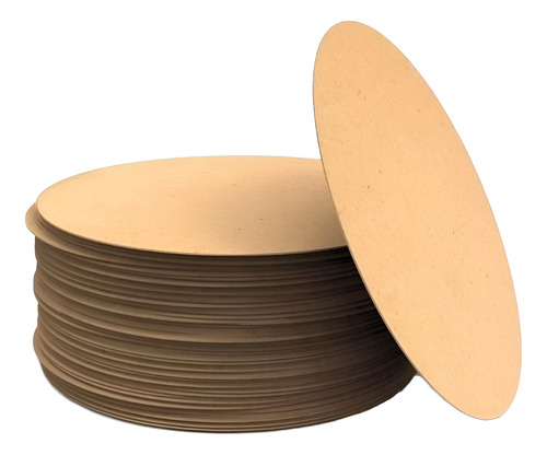 Kit Sousplat Com 12 Bolachas 35x35 Cru Circulo Base Mdf 3mm Marrom-claro Sousplat Redondo