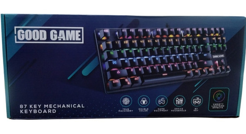 Teclado Gamer Good Game 80% Querty Rainbow Blue Switch Esp Negro Español Latinoamérica