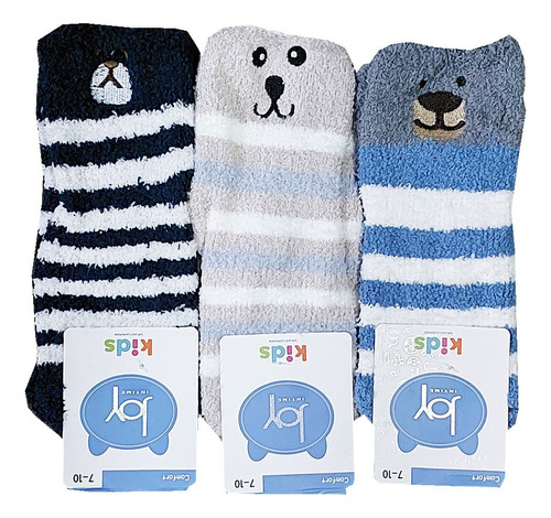 Meia Infantil Fofinha Antiderrapante: Kit 3 Pares Sortidos